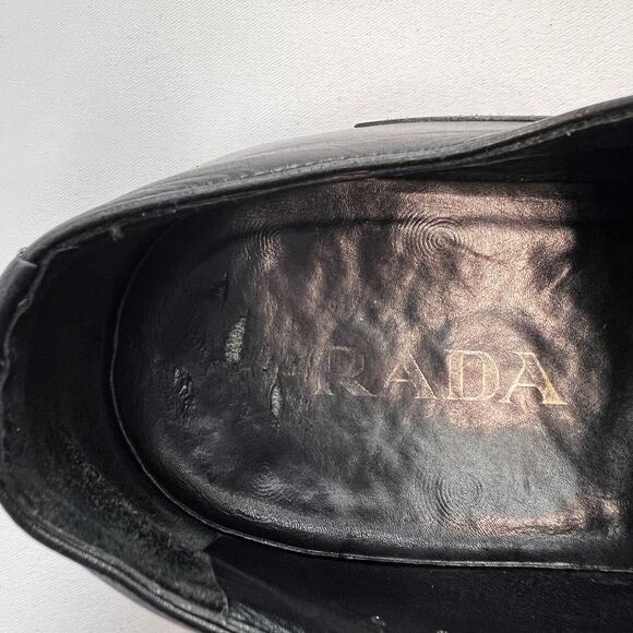 Prada Black Leather Lace Up Square Toe Oxford Shoes Men’s Size 9 2E 2186 Brogue main image 8